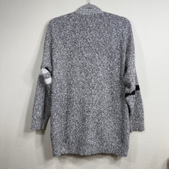 Vintage 90s Calvin Klein Gray Oversize Cardigan Sweater Preppy Academia Sporty M - Picture 3 of 7